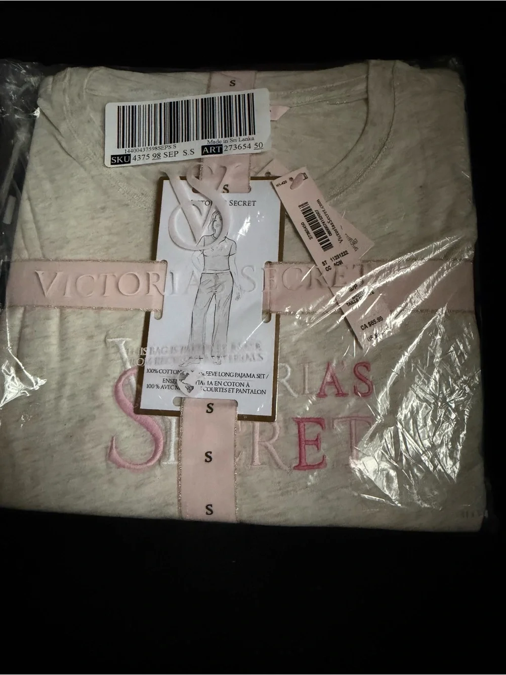 Victoria's Secret Cream Short-Sleeve Lounge Tee & Wide-Leg Pants Set